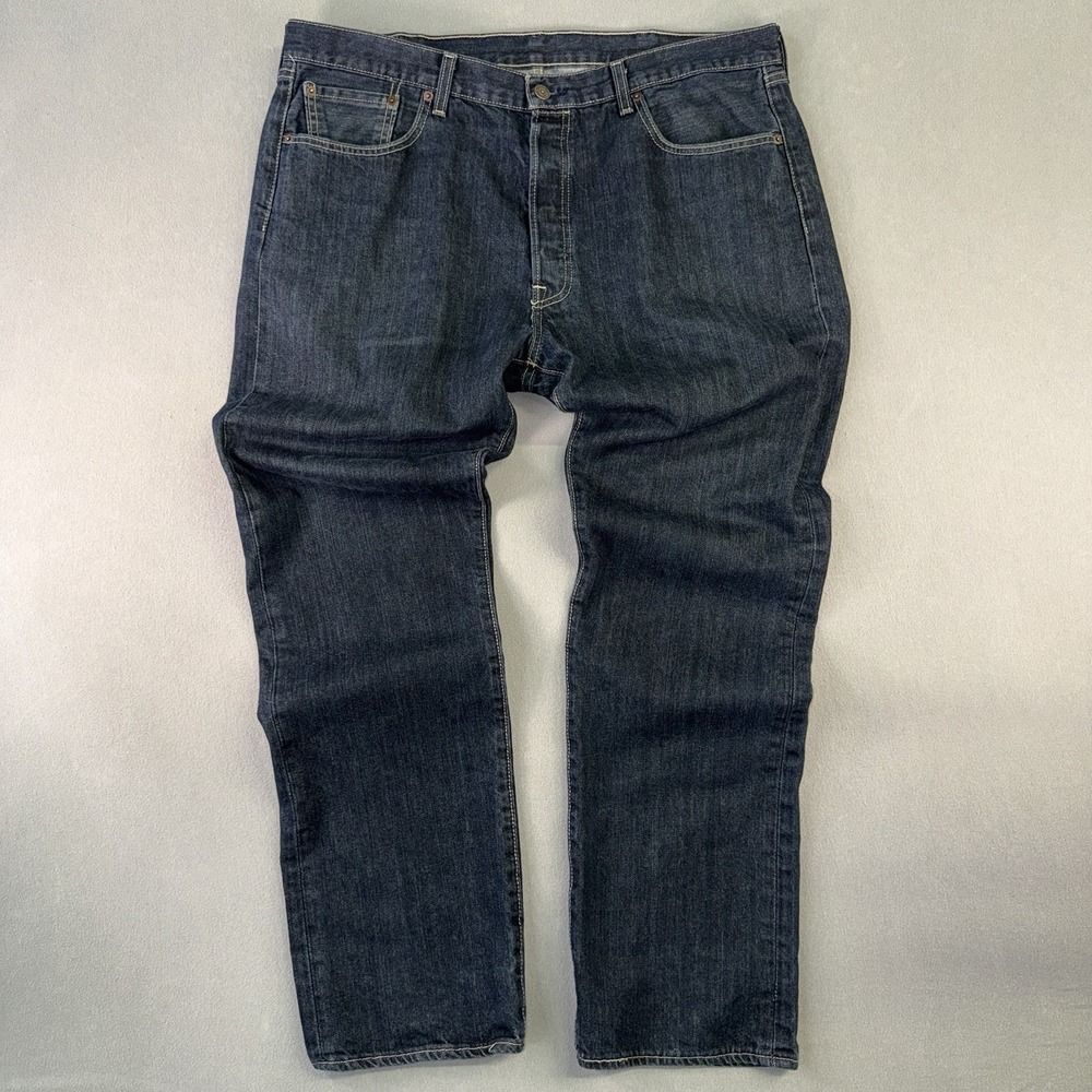 Men's Levi's 501 Original Straight Leg Classic Street Jeans Dark Blue Size 38x32